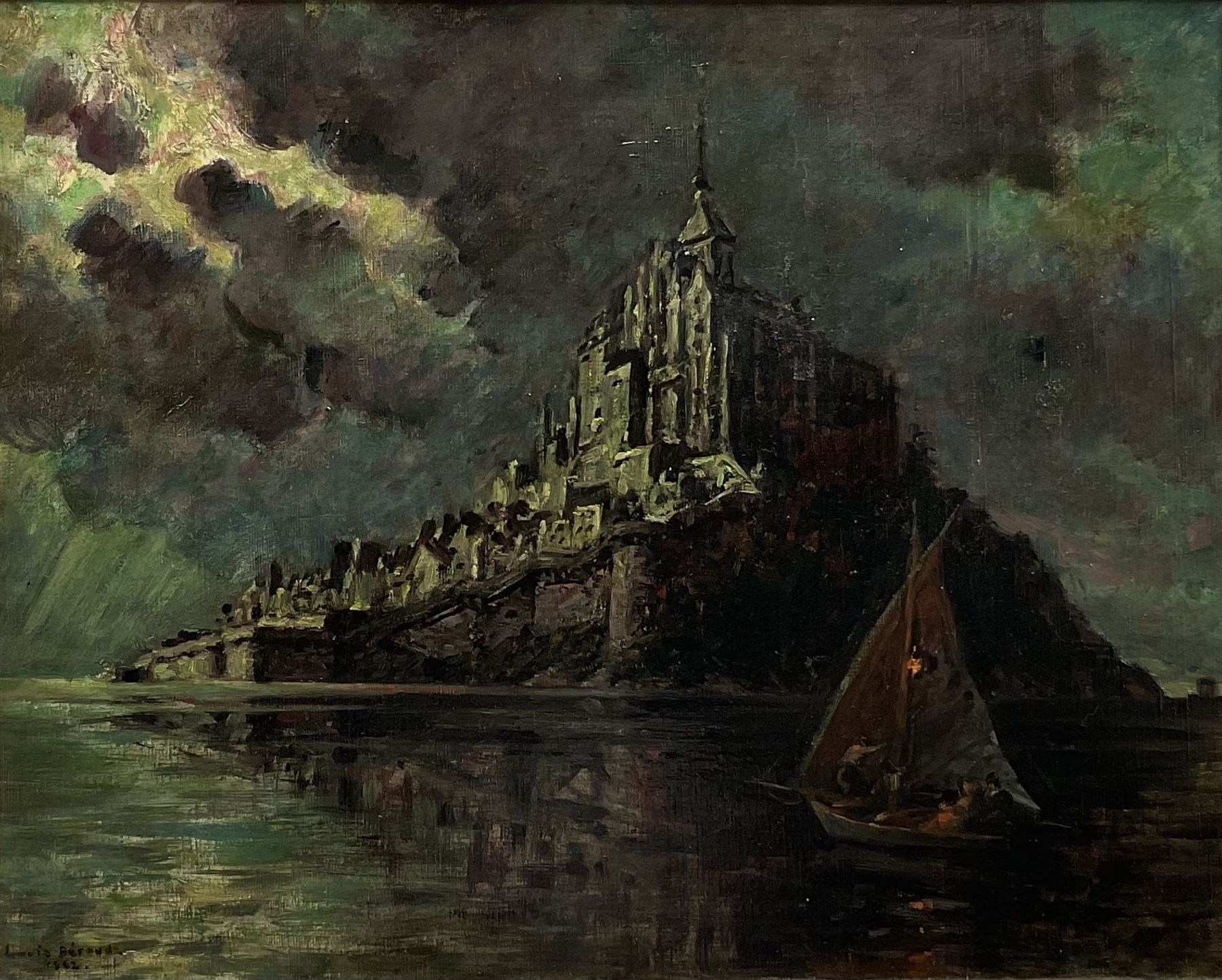 Louis Béroud (French 1852-1930): Mont St. Michel by Moonlight, oil on canvas signed and dated 1902, 41cm x 51cm
Provenance: Osenat, Paris, November 2013 Lot 98
