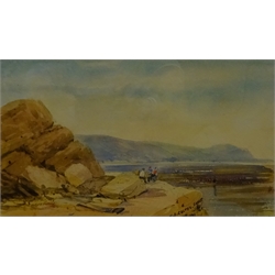  Henry Barlow Carter (British 1804-1868): Fishermen on Filey Brigg, watercolour signed and dated 1849,  13cm x 22cm  