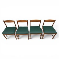 A.H. McIntosh - Mid-20th century teak extending dining table and four chairs, teak top table with internal fold over leaf extending to 193cm, raised on cylindrical tapering supports
