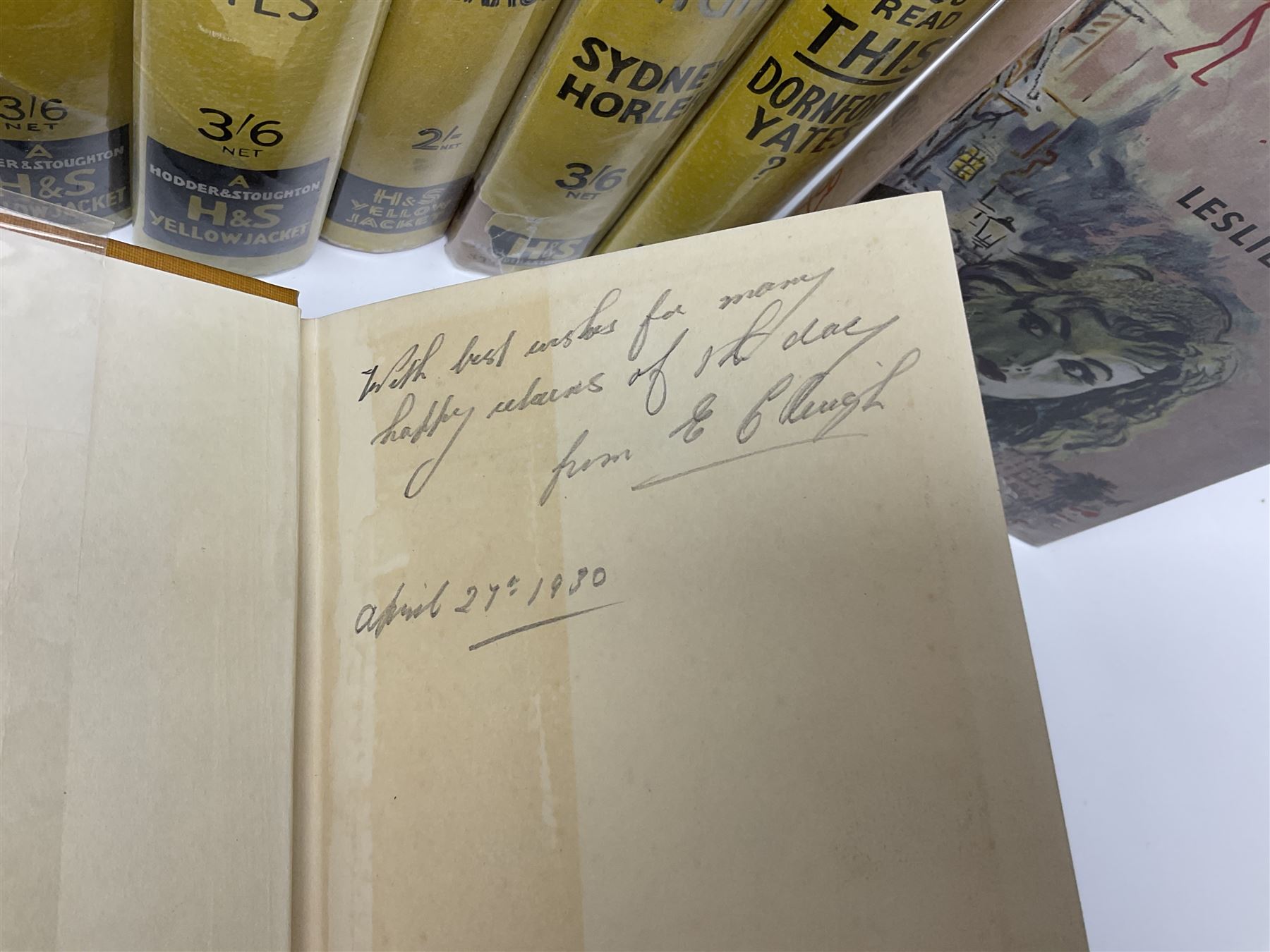 Collection of Hodder and Stoughton yellow jacket version books, to include Sydney Horler, George Goodchild, Dornford Yates, Leslie Charteris etc 