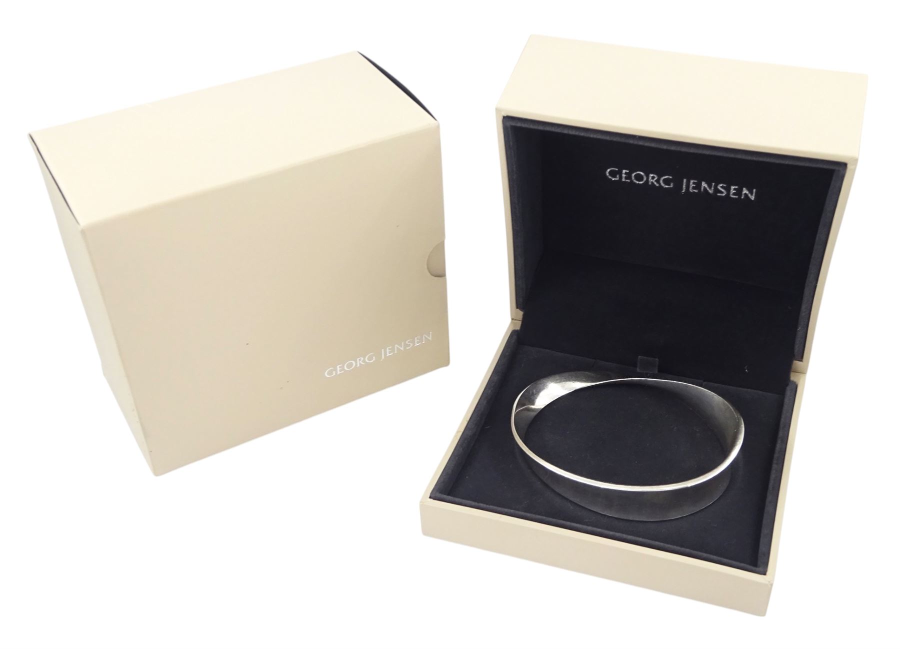 Georg Jensen silver Mobius bangle, No. 206, designed by Vivianna Torun Bulow-Hube, boxed
