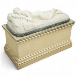 After Antonio Canova (Italian 1757-1822): 'Sleeping Venus', an Italian carved white marble...
