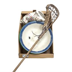 T.S.Hattersley Viktoria lacrosse stick, Booths floral platter, Royal Doulton bowl and other ceramic 