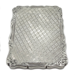 Victorian silver card case, engine and engraved decoration, with initialled cartouche by Edward Smith, Birmingham 1859, approx 2.2oz