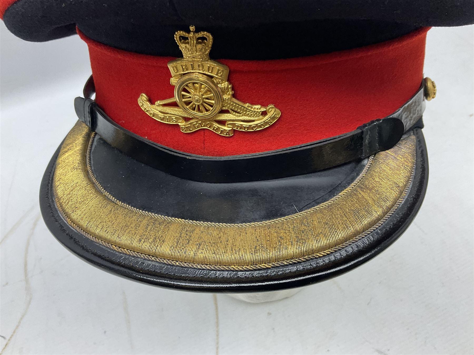 York and Lancaster Regimental mess uniform of jacket and trousers; together with Royal Artillery peaked cap