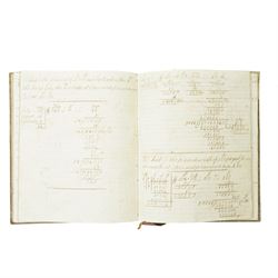 John Robinson - Early 19th century handwritten accounts book , with South Cave connection listing accounts from Mercers, Grocers, Butchers etc followed by various mathematical calculations