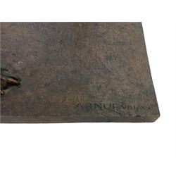 Sally Arnup FRBS, ARCA (1930-2015): Whippet Standing, bronze, signed and numbered VIII/X, upon short rectangular plinth, overall H63cm L49cm W23.5cm 


