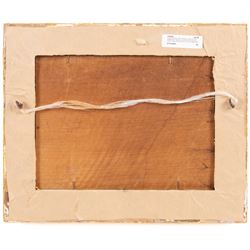 English School (19th Century): Ships at Sea, watercolour signed, in carved Florentine gilt frame, frame overall 34cm x 41cm; GWC (19th Century): Scarborough Beach, watercolour signed with monogram and dated '06, 9cm x 13cm (2)