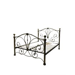 Bronze finish metal 4’ 6” double bedstead
