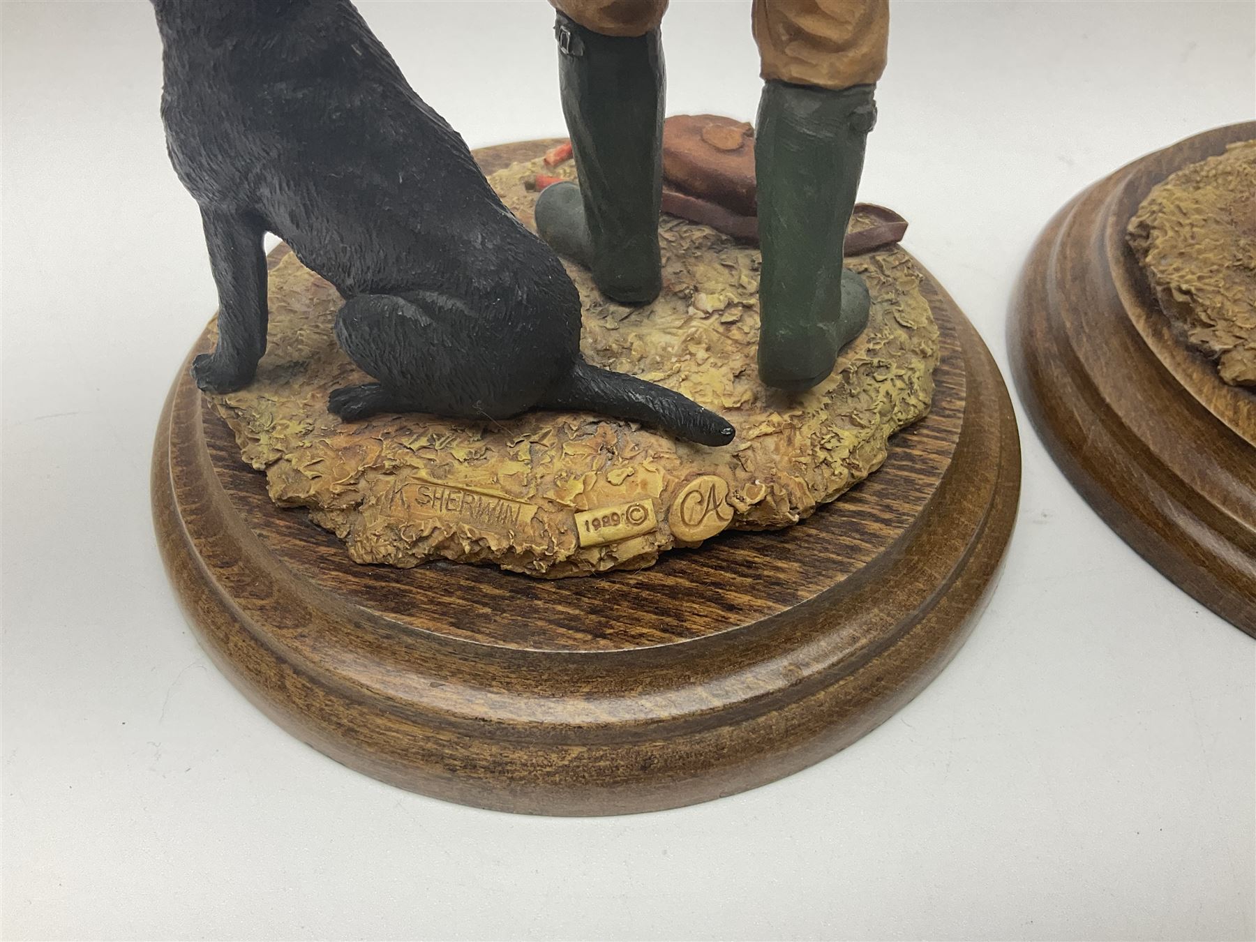 Four Country Artists figures, comprising Shooting figure group by K.Sherwin, Gun dog figure group, First Brace - Labrador and First Brace - Springer, largest H35cm 