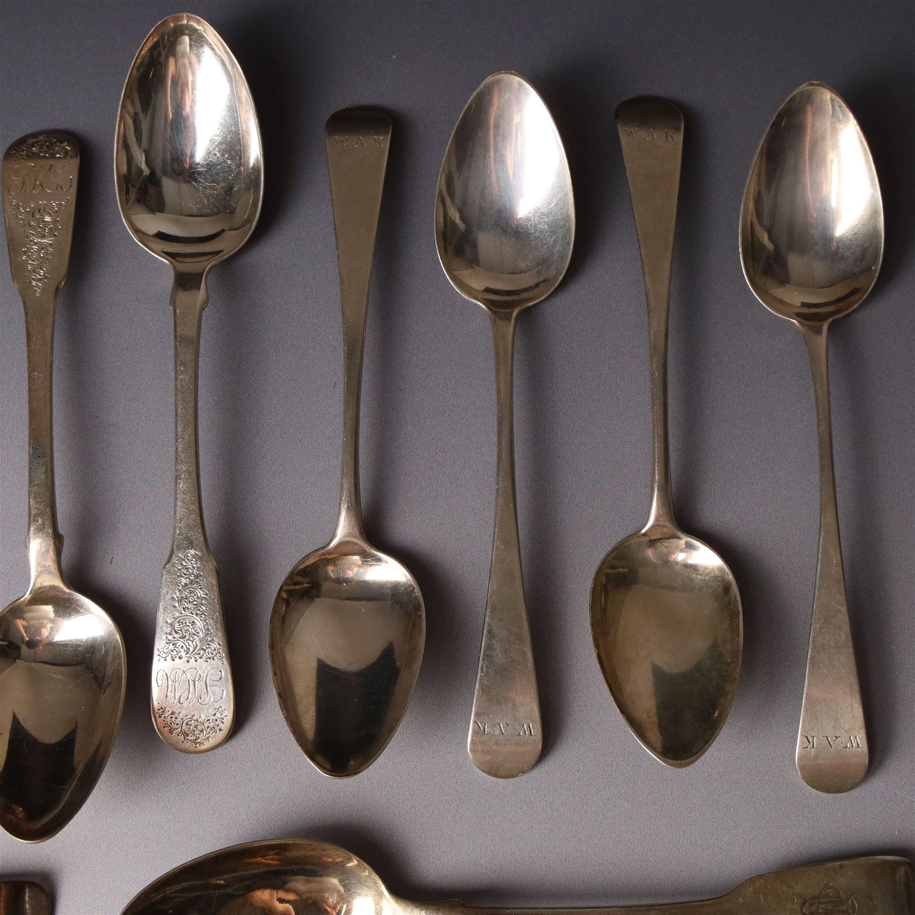 Collection of various silver teaspoons, 19th and 20th century, various dates and makers