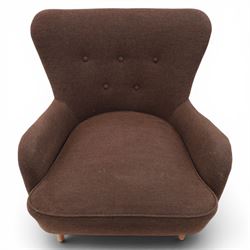 Ernest Race (British 1913-1964) - mid-20th century DA2 low-back wingback armchair upholstered in deep purple fabric
