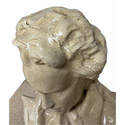Crackle glaze bust of Beethoven, H42cm