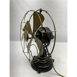Art Deco cast iron and brass GEC electric table fan, no 214310, H40cm