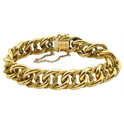 18ct gold rope twist and polished curb link bracelet, stamped 750