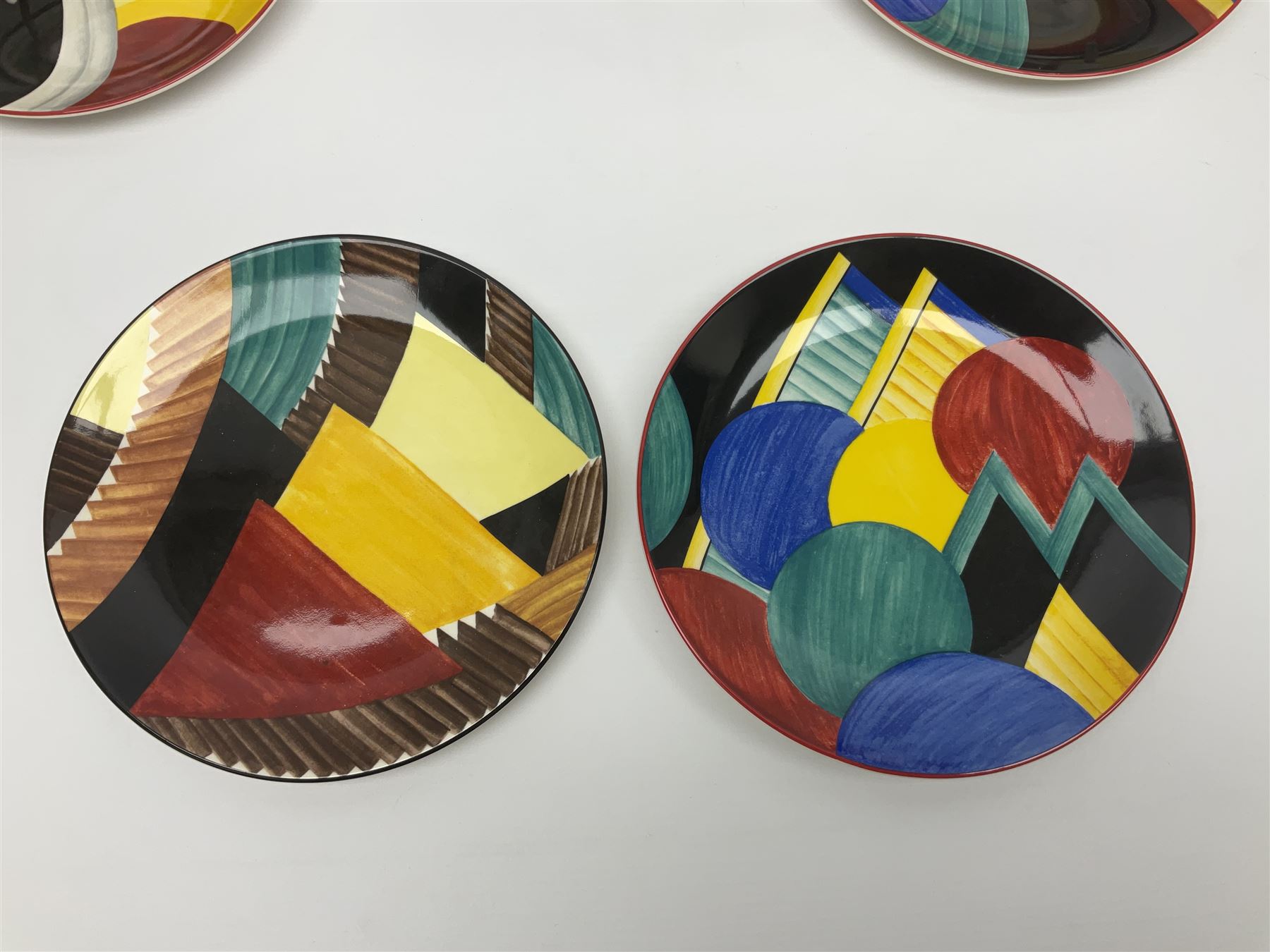 Two Wedgwood limited edition Clarice Cliff Design plates, comprising Poplar and House and Bridge patters, together with six Wedgwood limed edition Suzie Cooper The Art Deco Years, plates, all with certificates of authenticity, D21cm  