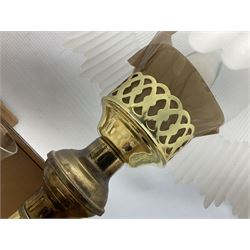 Quantity of glassware to include Mats Jonasson koala paperweight, set of six Stuart drinking glasses, seven green wine glasses with ovoid bowls, decanter, brass lamp etc