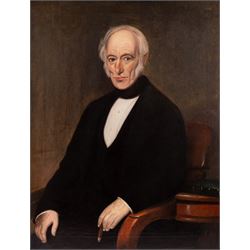 English School (19th Century): Portrait of an Elderly Gentleman, oil on canvas in gilt fra...