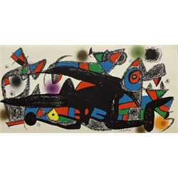 Joan Miro (Spanish 1893-1983): 'Miro Escultor Denmark', chromolithograph pub. Poligrafa Obra Grafica 29th Sept. 2009, 20cm x 40cm with certificate (unframed)