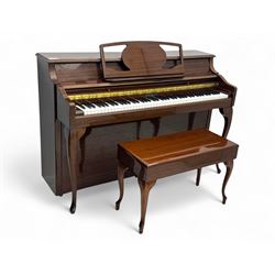 Knight - upright piano in mahogany gloss lacquered case, with stool,  rectangular slide ba...