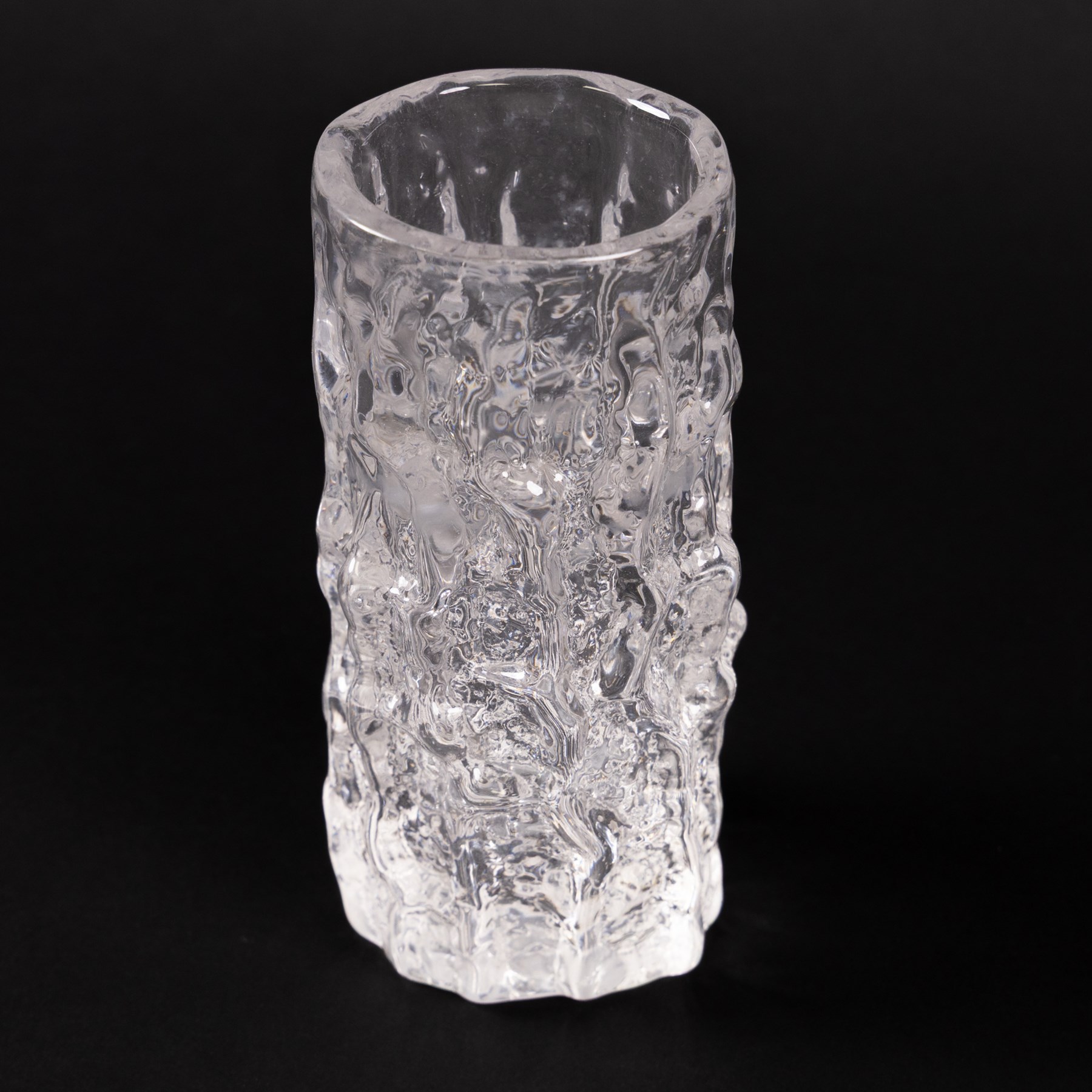Geoffrey Baxter Whitefriars clear Tree bark vase, H15cm