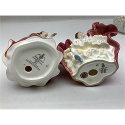 Five Royal Doulton figures, comprising Flower of Love HN3970, Emily HN3688, Southern Belle HN2229, Helen HN3886 and My Love HN2339, all with printed mark beneath, some with boxes, together with a Royal Doulton Figures reference book by D Eyles and R Dennis