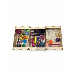 Collection of Art glass, including Langham Frog, apple and corn models, Murano style swan ...