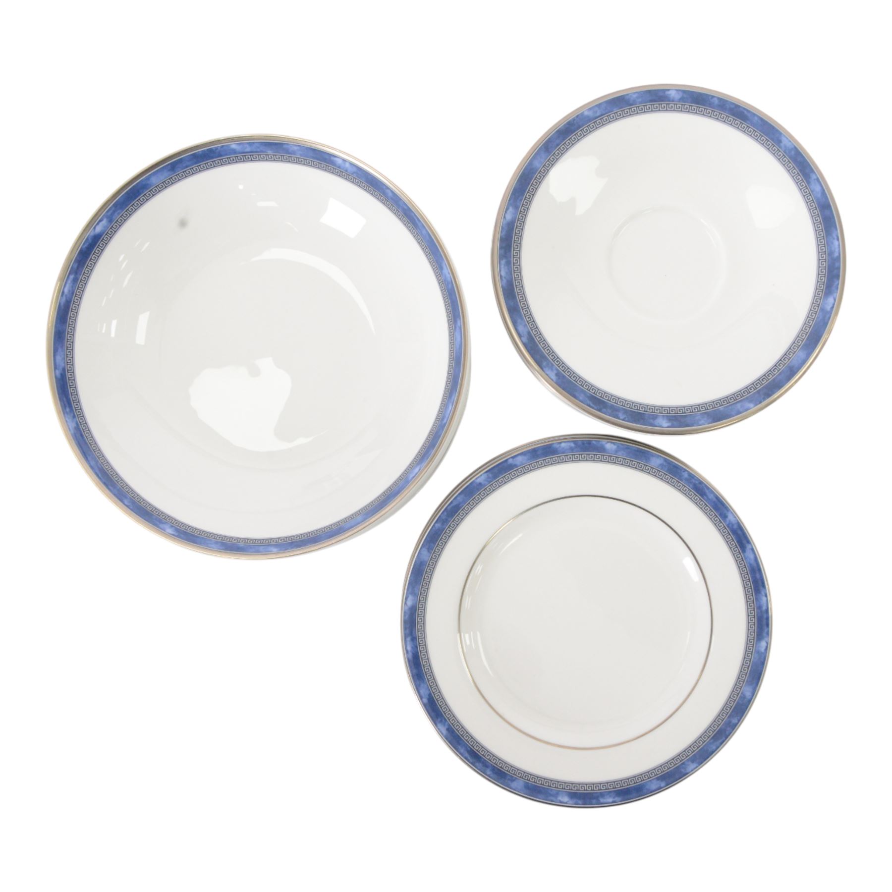 Royal Doulton Atlanta tea and dinner service for six, comprising dinner plates, side plates, dessert plates, bowls, cups and saucers and a milk jug 