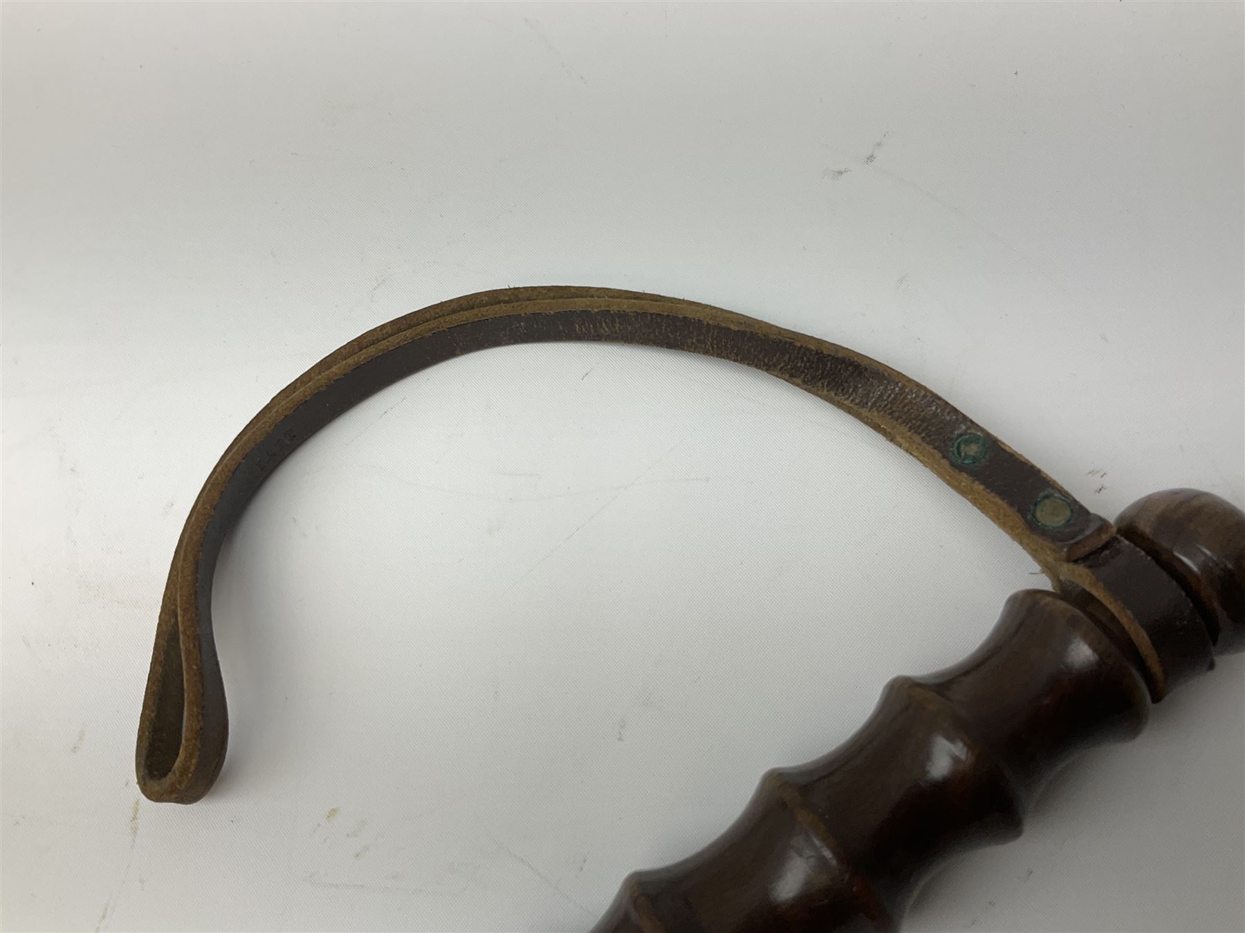 Three police turned hardwood truncheons comprising two patrol truncheons and WPC short truncheon (3)