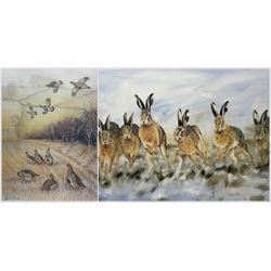 Robert E Fuller (British 1972-): 'Hare Today Gone Tomorrow' and 'Early Morning Greys', two limited edition prints signed and numbered in pencil max 40cm x 57cm (2)