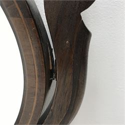 Victorian mahogany oval dressing table mirror, shaped base, W56cm, H54cm, D27cm