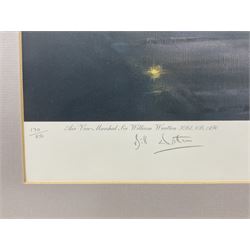 Collection of aviation prints, including Frank Wooton: Operation Desert Storm, signed in pencil; John Diamond: Tens, signed in pencil; Gerald Coulson: Lancaster Bomber; and Barrie AF Clark: Spitfire (4)