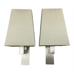 Pair of contemporary wall lights, with lampshades, H24cm