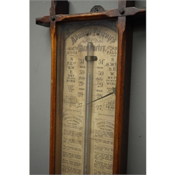  Early 20th century Admiral Fitzroy's barometer with printed register in oak case, H103cm  
