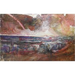 John Gilbey Bowles (British 1929-2011): Stormy Seas and Skies, oil on canvas unsigned 62cm...