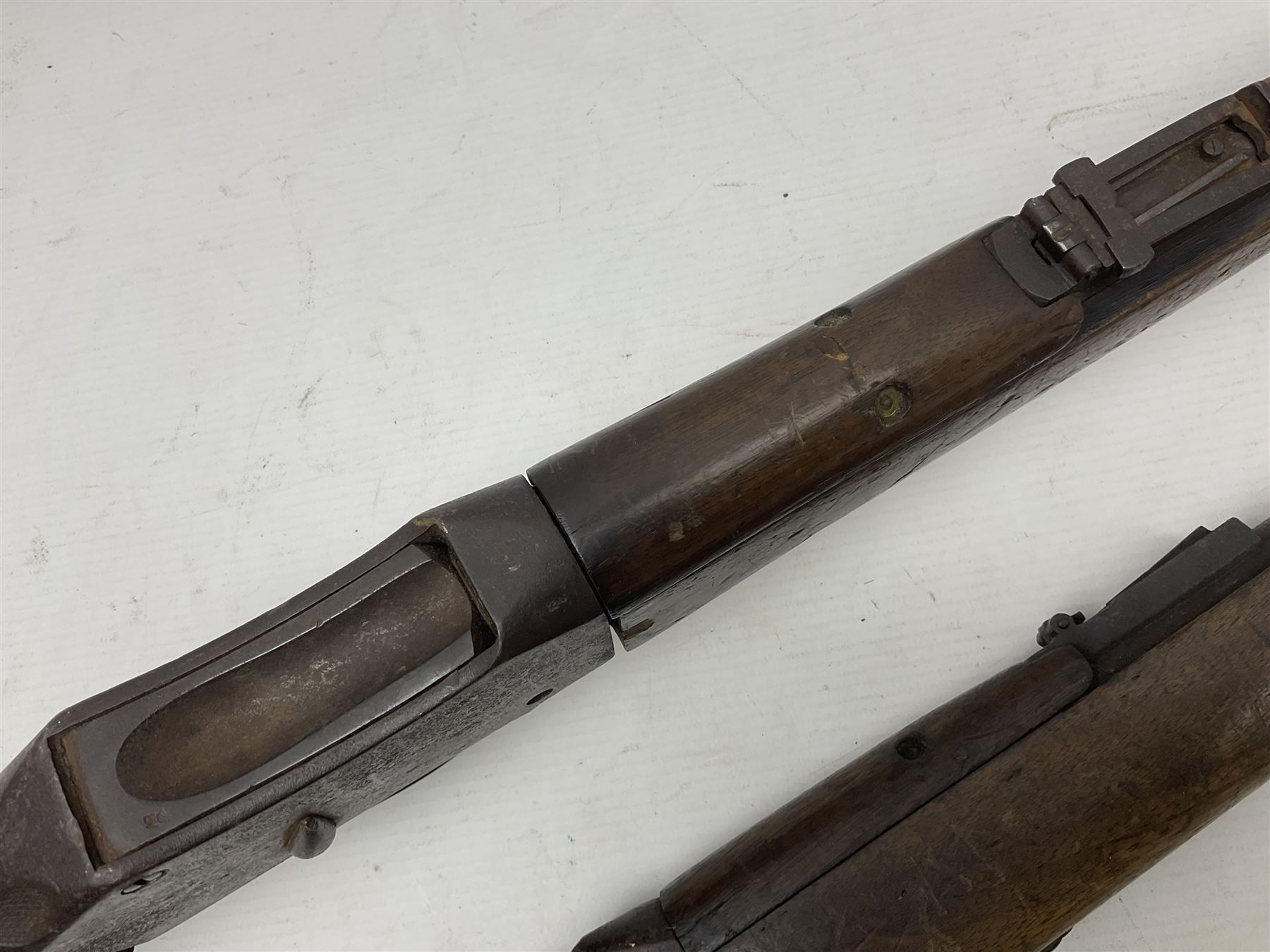 RFD ONLY AS NOT NITRO OR BLACK POWDER PROOFED - two late 19th century Martini Henry .303 carbines in poor condition for spares or repair, no visible numbers (2)