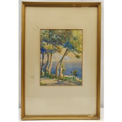Italian School (Early 20th century): Riviera Landscape, watercolour and gouache indistinctly signed 24cm x 18cm