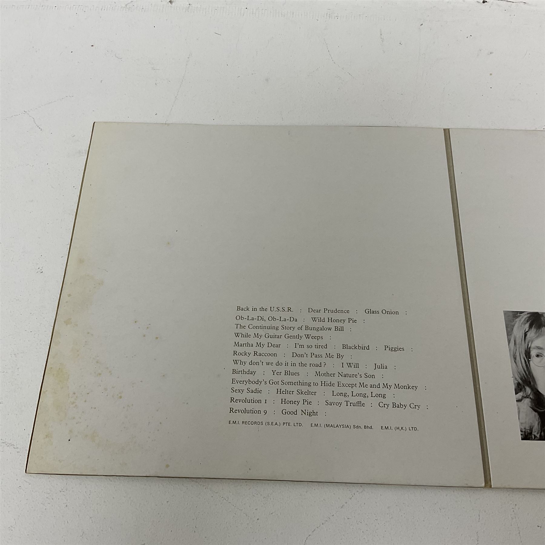 The Beatles White album vinyl record, with side opening gatefold sleeve, Apple Records, Stereo, SLPEA-1007 and 1008, YEX 710, 711 and 712