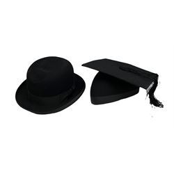 Battersby gentlemen's black bowler hat and Eve & Ravenscroft graduation cap