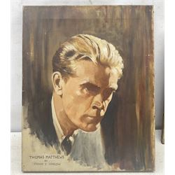Frank C Harlow (British 20th century): Portrait of Thomas Matthews, oil on canvas signed together with another similar unsigned oil max 51cm x 41cm (2)