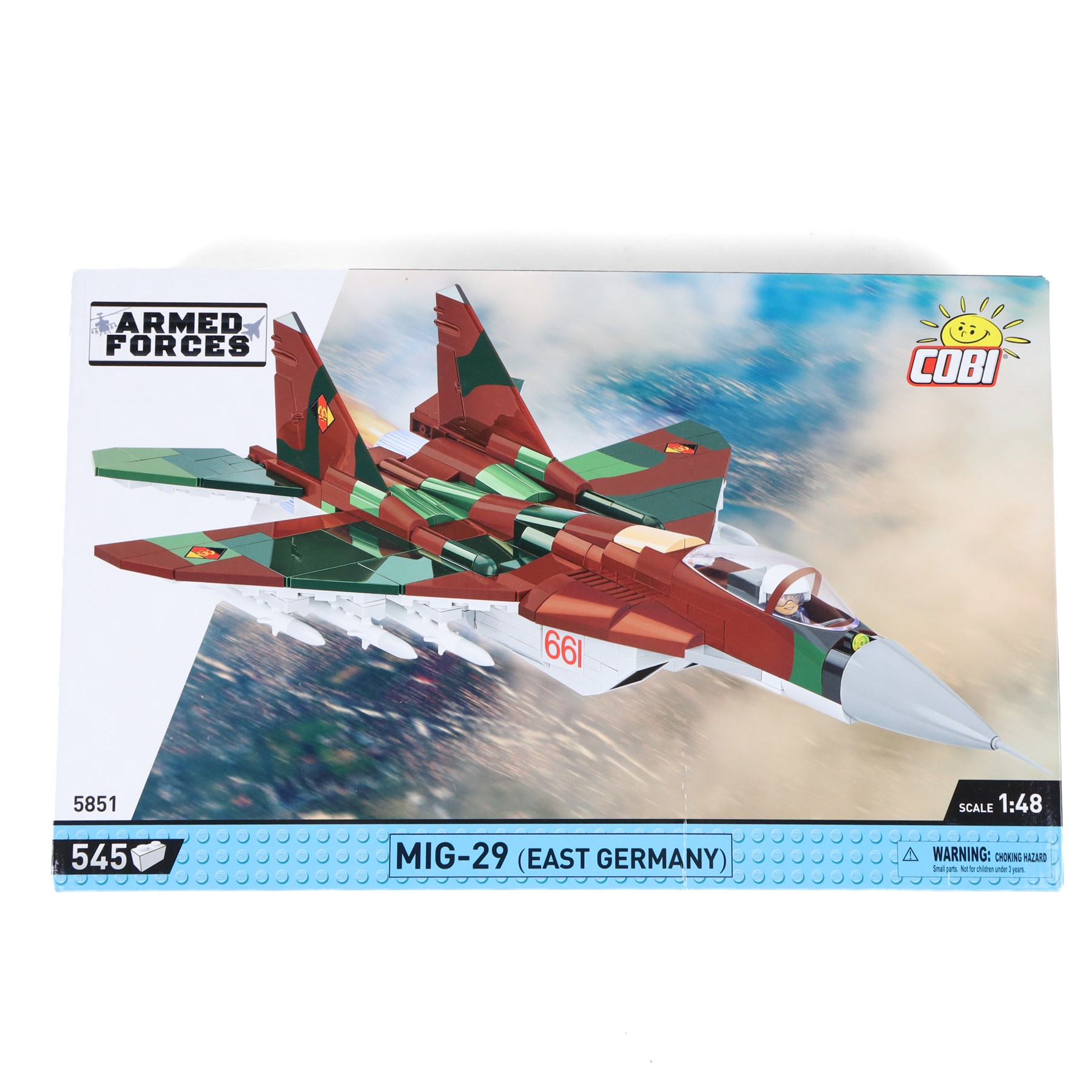 Four Cobi Bricks 1:48 scale Armed Forces model aircraft sets, comprising no. 5894 Panavia Tornado IDS, no. 5901 Rafale C, no. 5829 F-35 B Lightning II and no. 5851 MIG-29 East Germany, all in sealed boxes