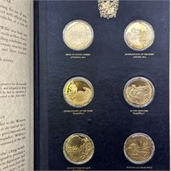 The Churchill Centenary Trust Medal Collection, 1974, a complete set of 24 silver-gilt medallions struck by John Pinches, issued by the Churchill Centenary Trust to commemorate the 100th anniversary of the birth of Winston Churchill; individually encapsulated with certificate of authenticity and housed in a leatherette display album