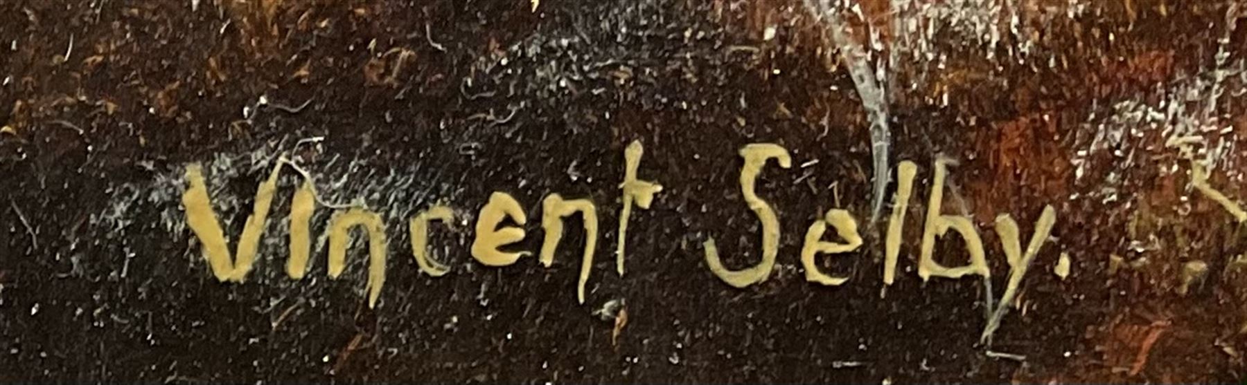 Vincent Selby (British 1919-2004): Village scene - Frosty Morning, oil on board signed 19cm x 29cm