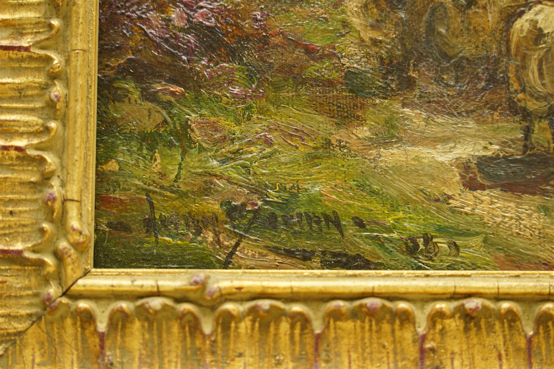 Owen Bowen (Staithes Group 1873-1967): Sheep Grazing in the Yorkshire Moors, oil on canvas signed and dated '06, 26cm x 37cm