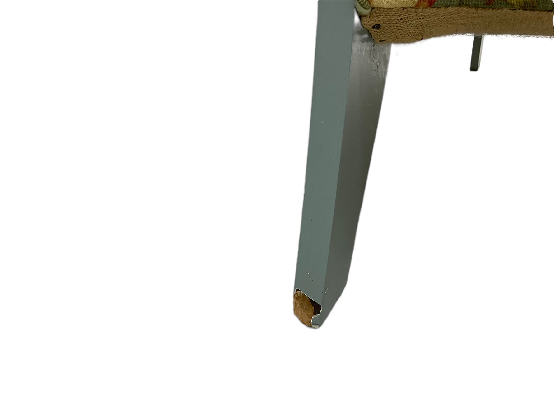 French empire style settee upholstered in 'Leighton' by Margarita Cushing floral fabric, grey painted and gilt frame