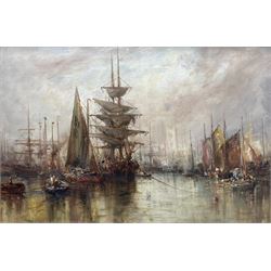 William Edward Webb (British 1862-1903): Bristol Docks, oil on canvas unsigned 29cm x 44cm