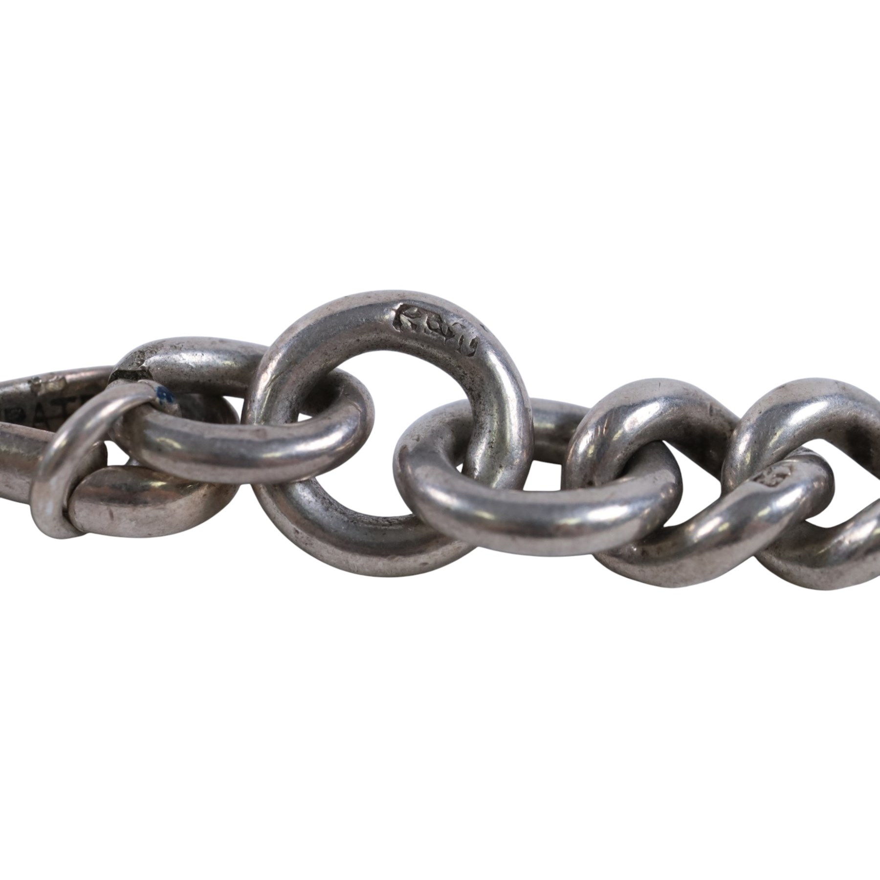 Two early 20th century silver watch chains, links hallmarked