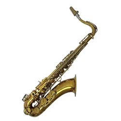  Mid-20th century French Henri Selmer Mark VI tenor saxophone, serial no.M.70644 for 1957, various French, English and American patent numbers, crudely stamped J.A.Brown twice to thumb rest; in fitted hard case with crook and other accessories including two Berg Larsen mouthpieces, reed cutter etc