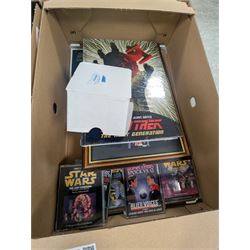 Large collection of Sci-Fi books and ephemera, including Star Wars, Star Trek and Doctor Who novels, in four boxes