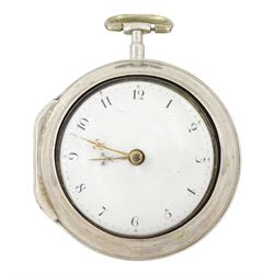 George III silver pair cased verge fusee pocket watch by William Crayton, London, No. 7391...